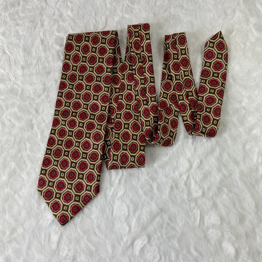 Polo by Ralph Lauren mens 100 % silk Geometric print neck tie